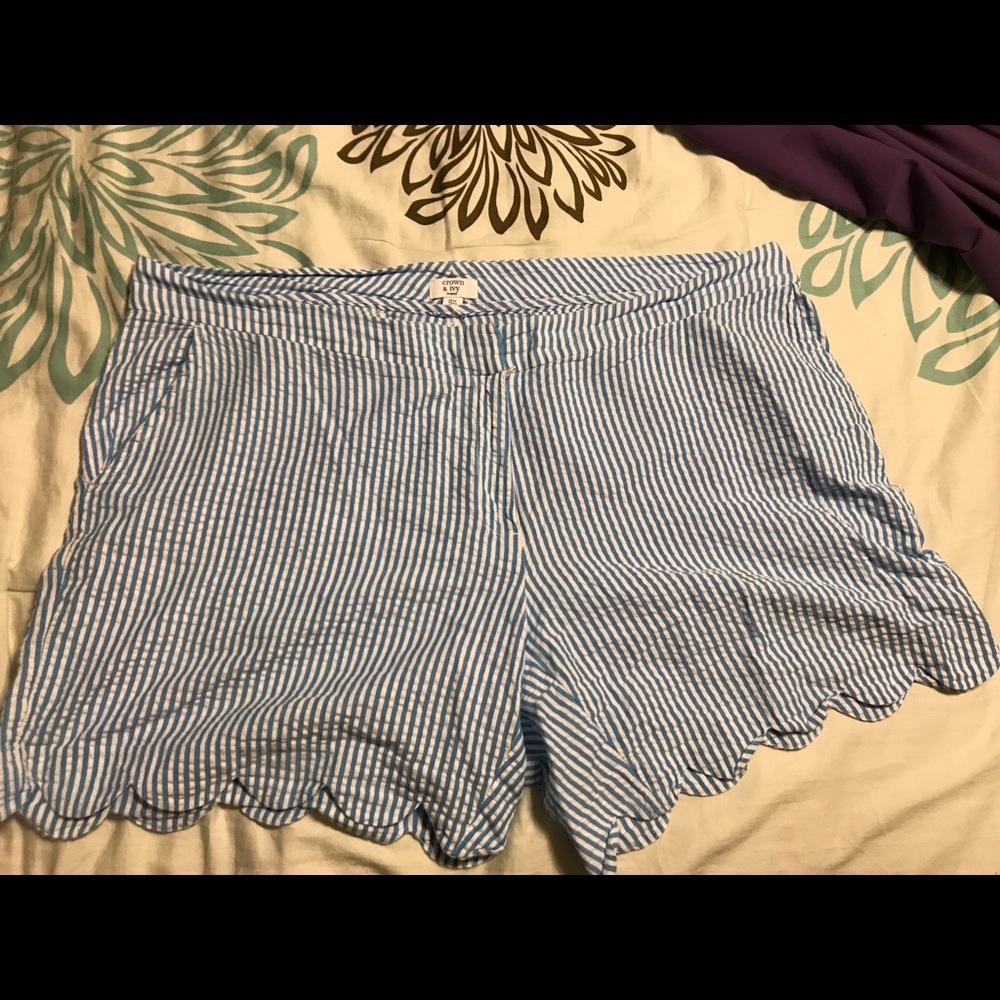 Crown & Ivy Seersucker Shorts Size 18